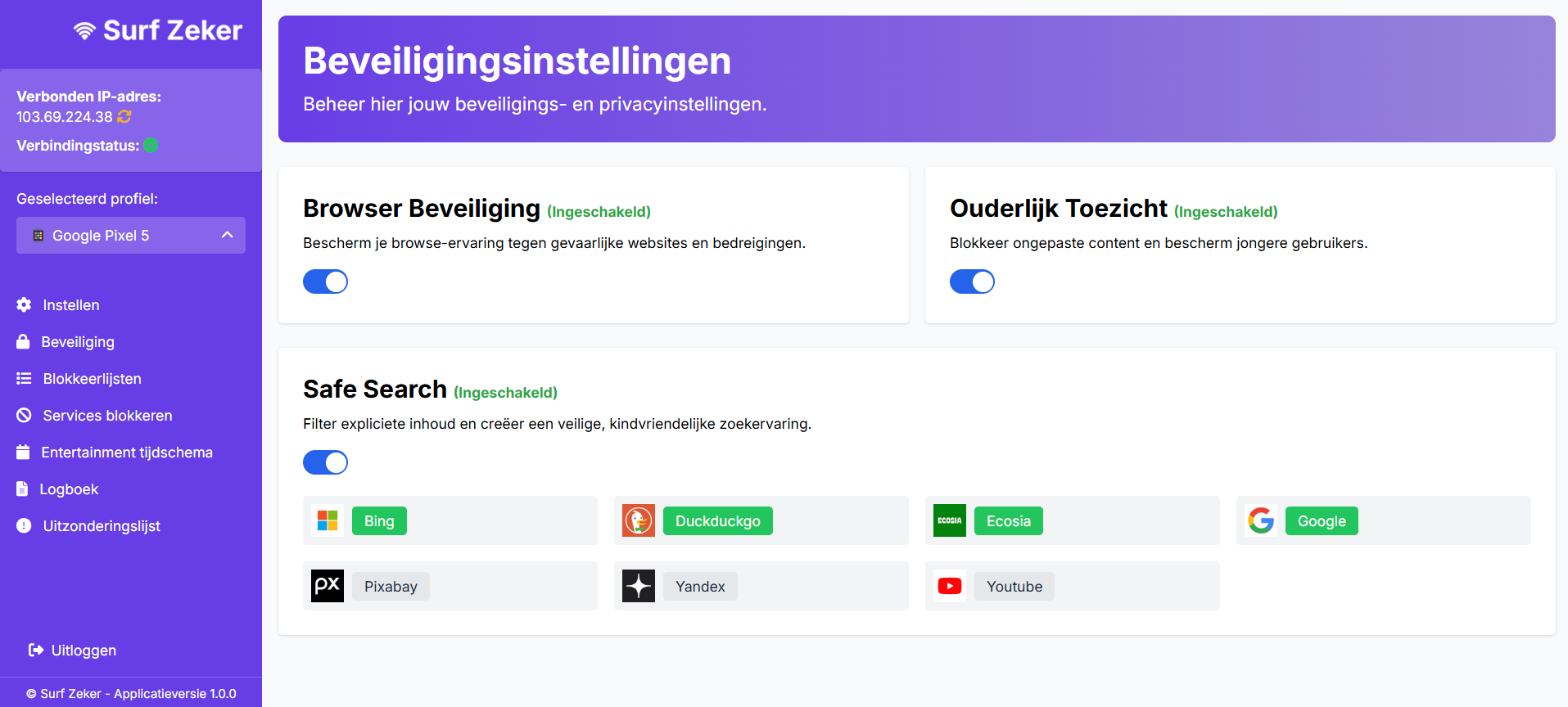 SurfZeker App Interface